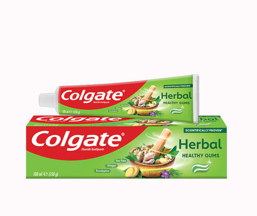 خمیردندان کولگیت هربال با رایحه زنجبیل، اکالیپتوس و تیتری (Colgate Herbal with Ginger, Eucalyptus & Tea Tree) اورجینال