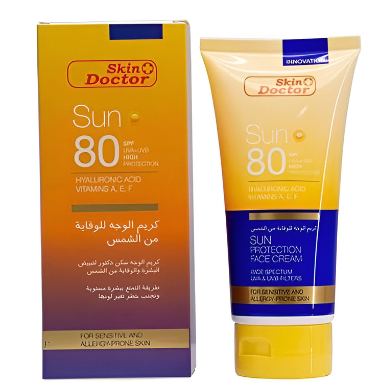 ضدآفتاب اسکین دکتر Skin Doctor SPF 80 با هیالورونیک اسید و ویتامینهای A, E و F