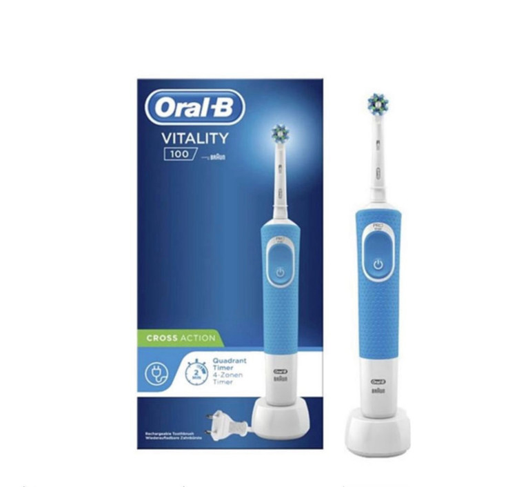 مسواک برقی اورالبی Oral-B مدل100 Vitality ویتالیتی شارژی رنگ آبی و مشکی با ضمانت اورجینال