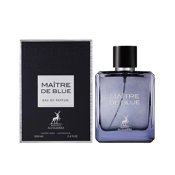 عطر ادکلن میتر د بلو maitre de blue شرکت الحمبرا امارات با ضمانت اورجینال مشابه بلو شنل