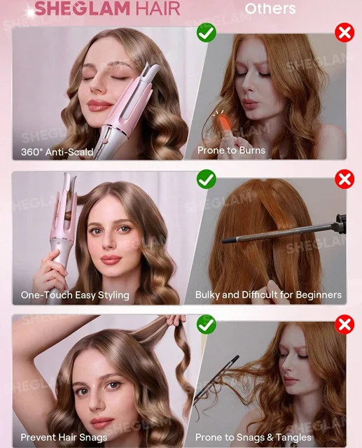 دستگاه کرلی صورتی شیگلم سایز ۱۹ و سایز ۲۵ با ضمانت اورجینال