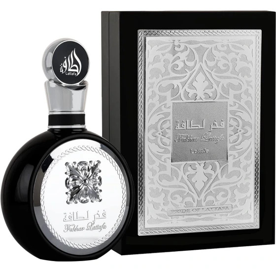 عطر ادکلن مردانه فخر نقره ای سیلور لطافه اماراتی مشابه ایوسن لورن وای الکسیر اورجینال